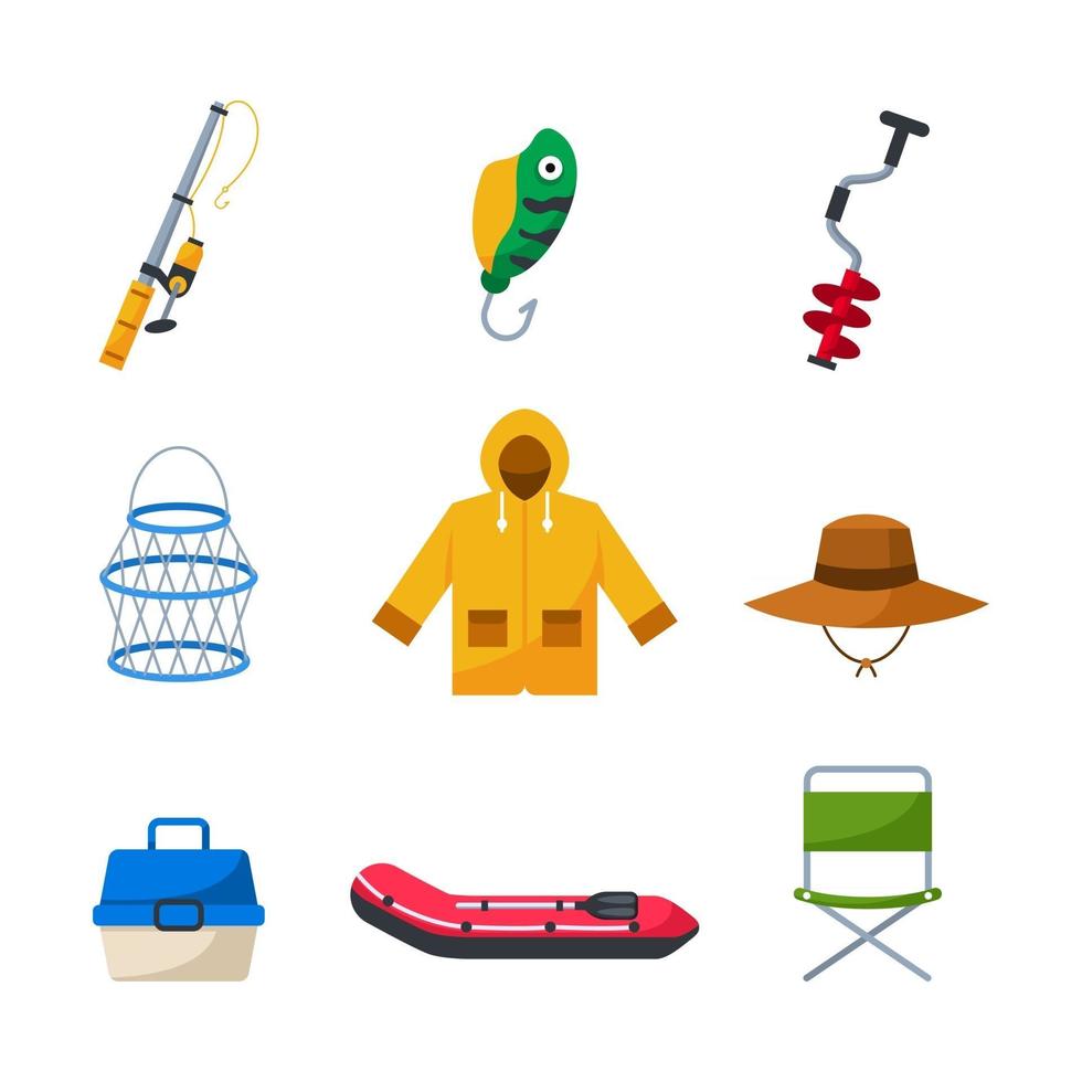 conjunto de iconos de pesca vector