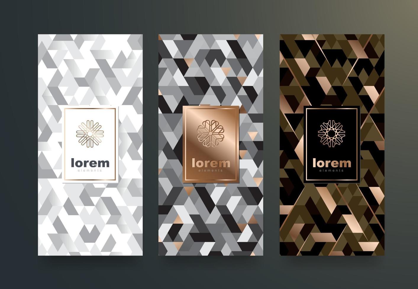 Vector set packaging templates with different texture for luxury products. logo design with trendy linear style.