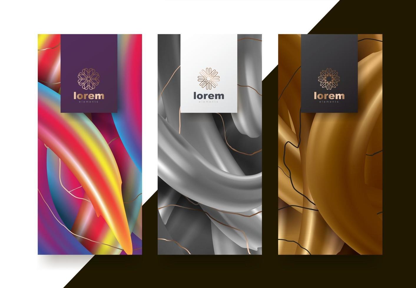 Vector set packaging templates with different texture for luxury products. logo design with trendy linear style.