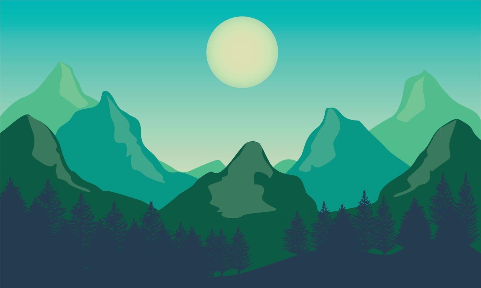 Landscape background of mountains in green tones vector