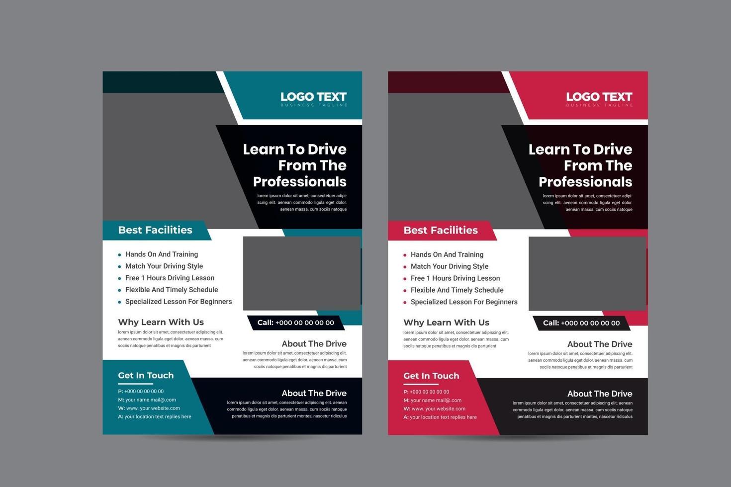 Driving School Flyers Templates vector