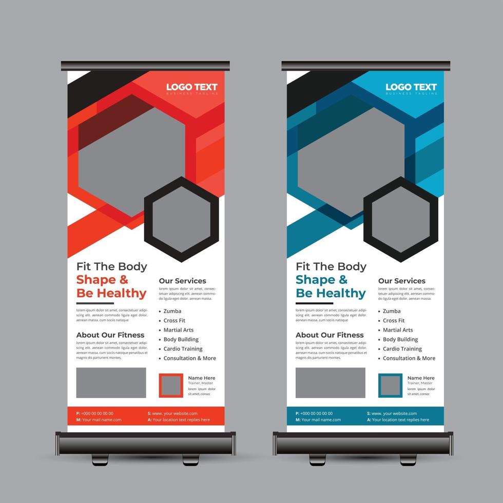 Gym Fitness Roll Up Banner Design vector