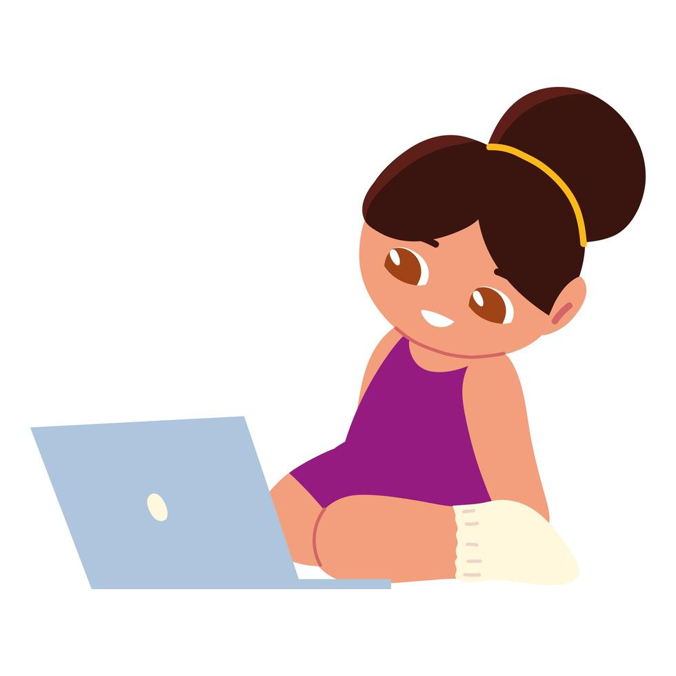 chica usando laptop vector