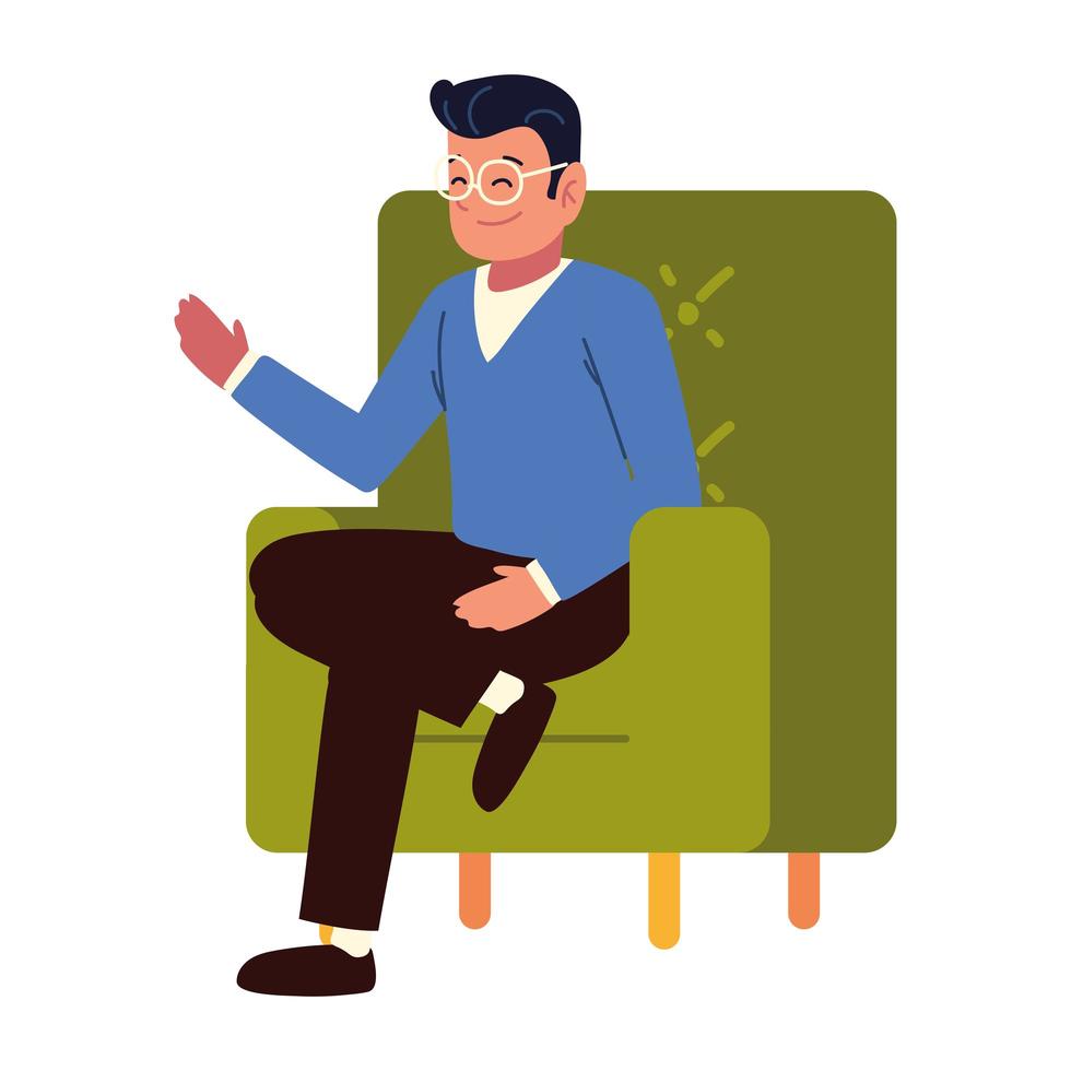 man sitting on chair vector