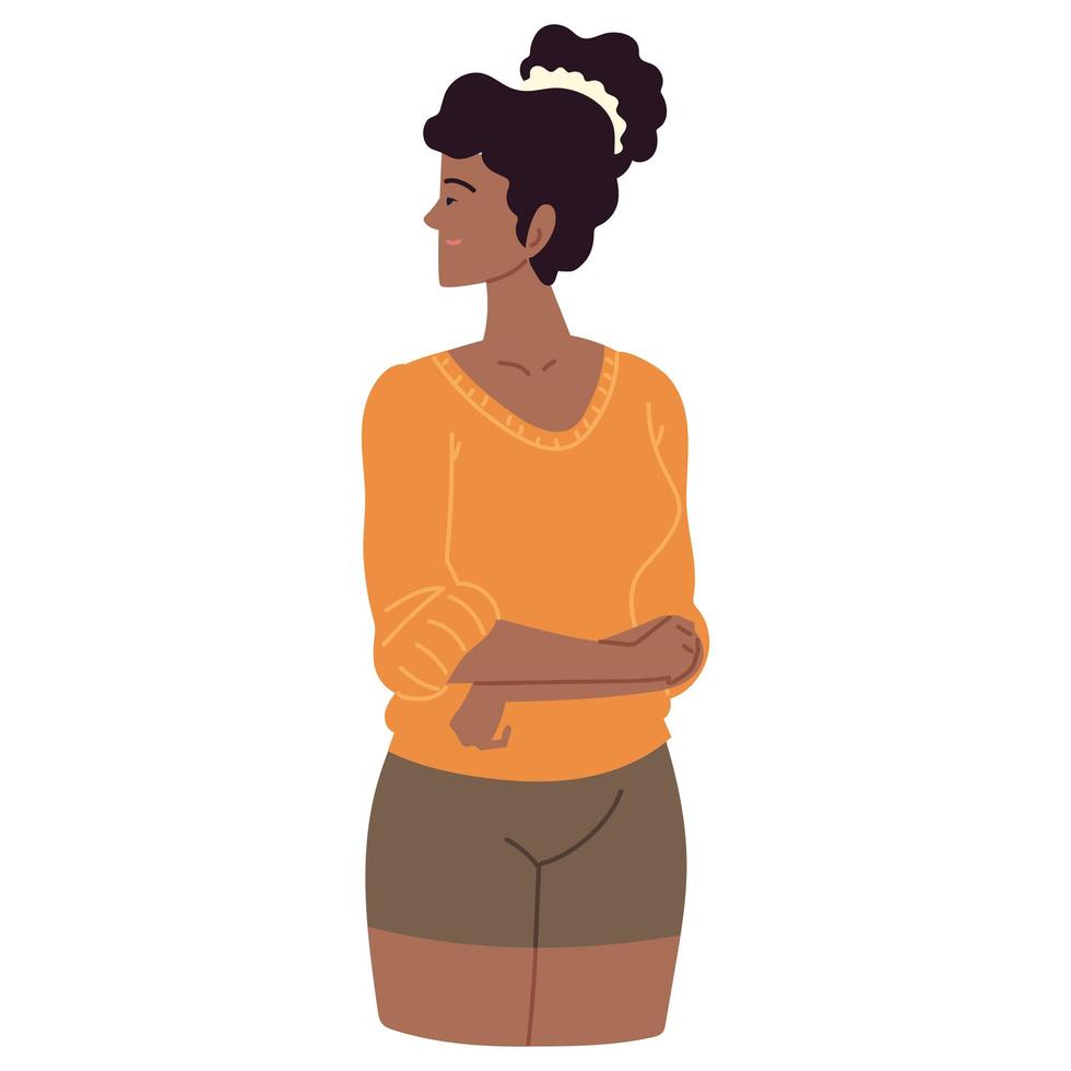 mujer afro de pie vector