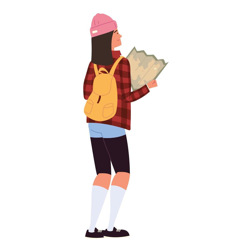 backpacker with map vector