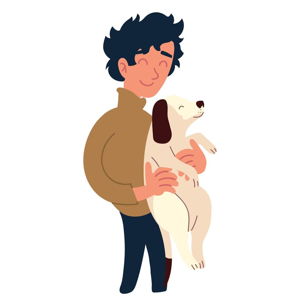 hombre con perro vector