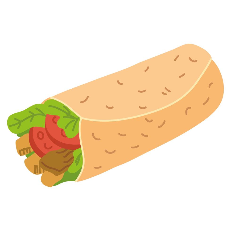 shawarma de comida árabe vector