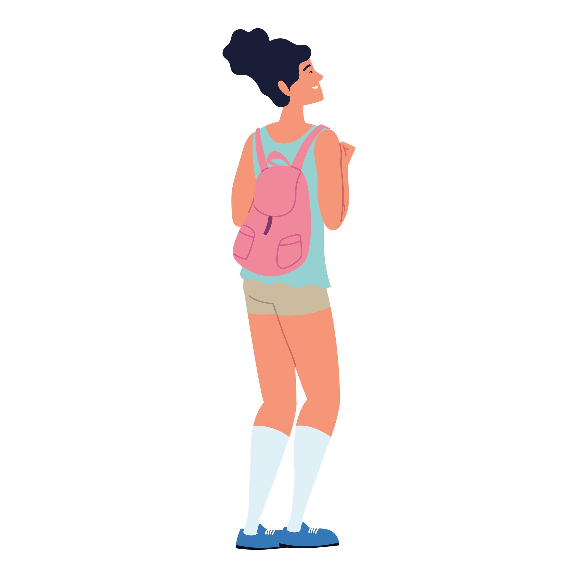 female with backpack 2624091 Vector Art at Vecteezy