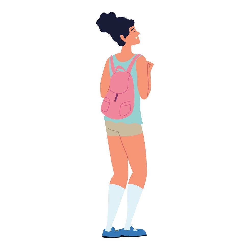 female with backpack vector