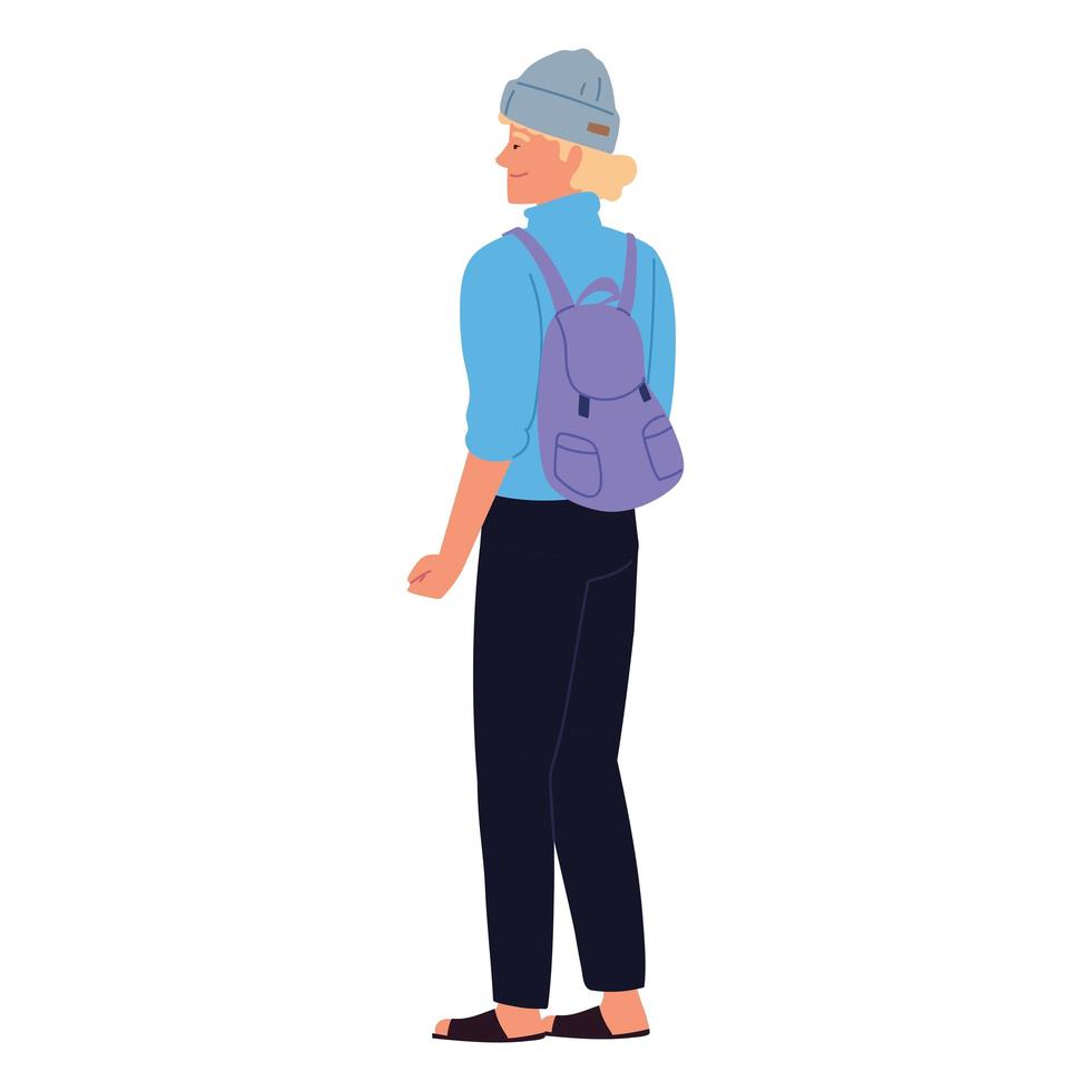 young with rucksack vector