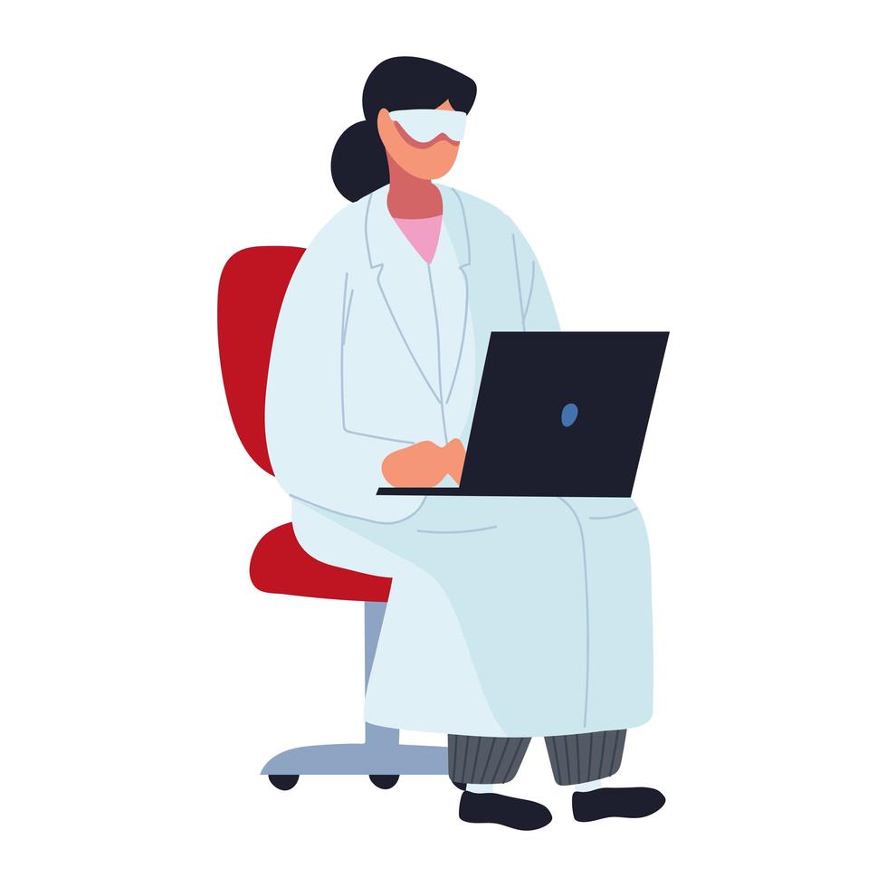 female doctor with laptop vector