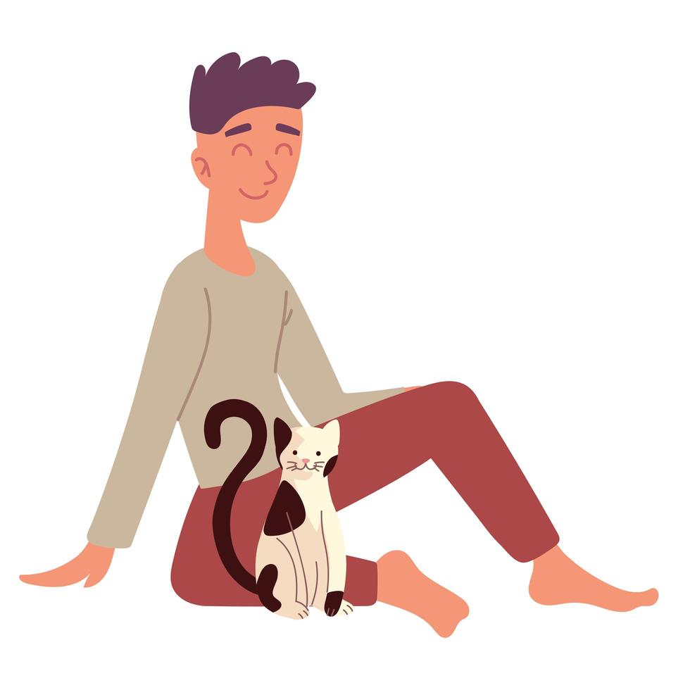 man with cat sitting vector