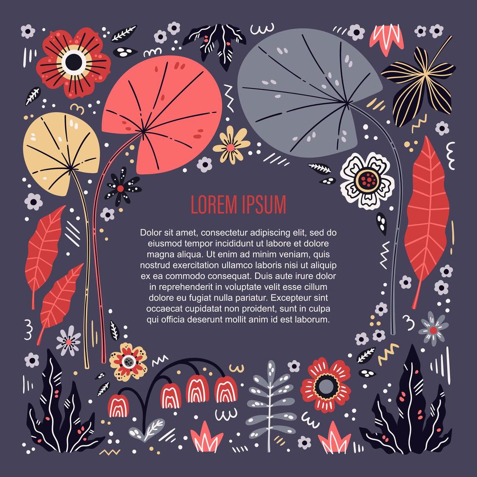 Place for your text surrounded by plants and flowers vector