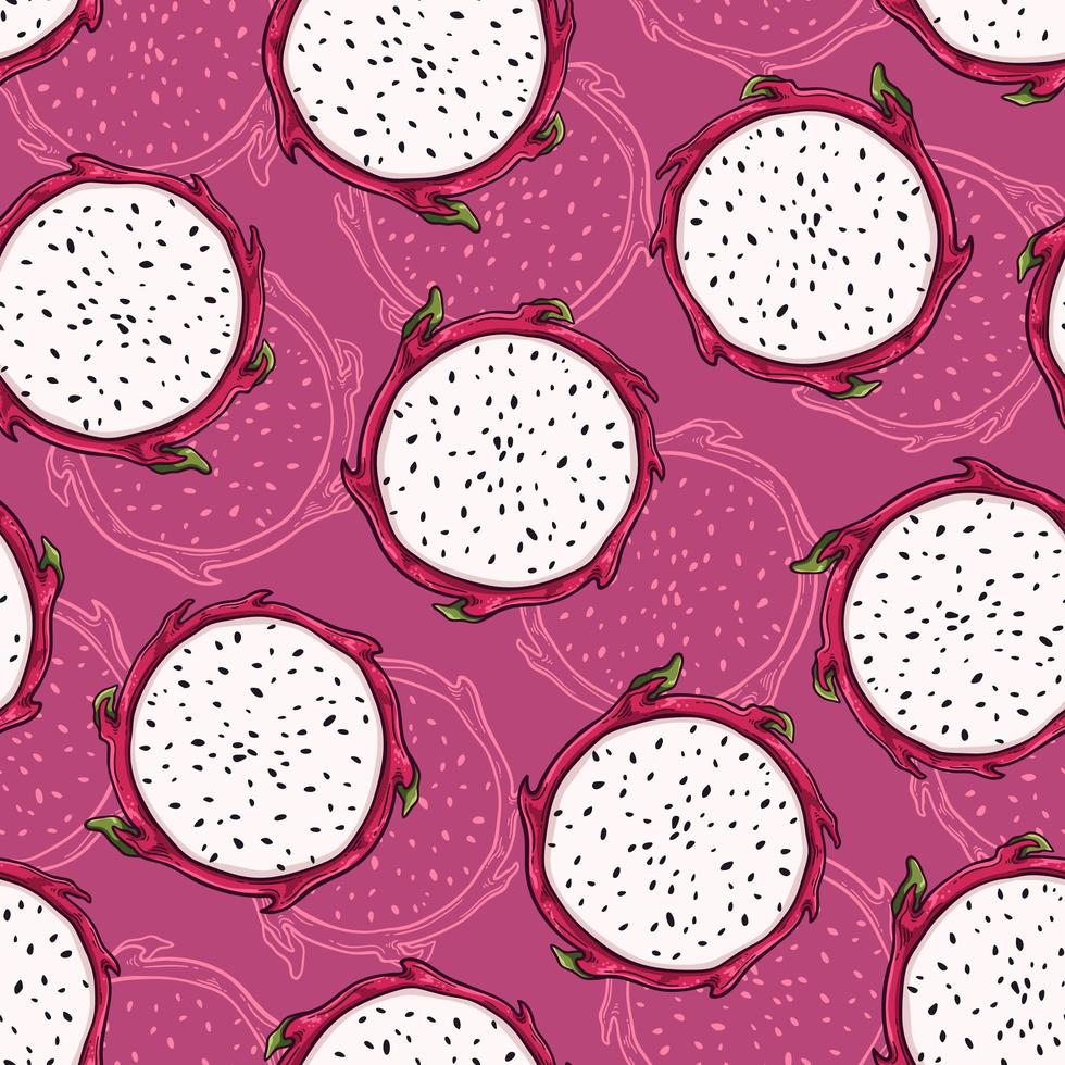 Vector pattern of dragon fruit. Isolated objects for your design.