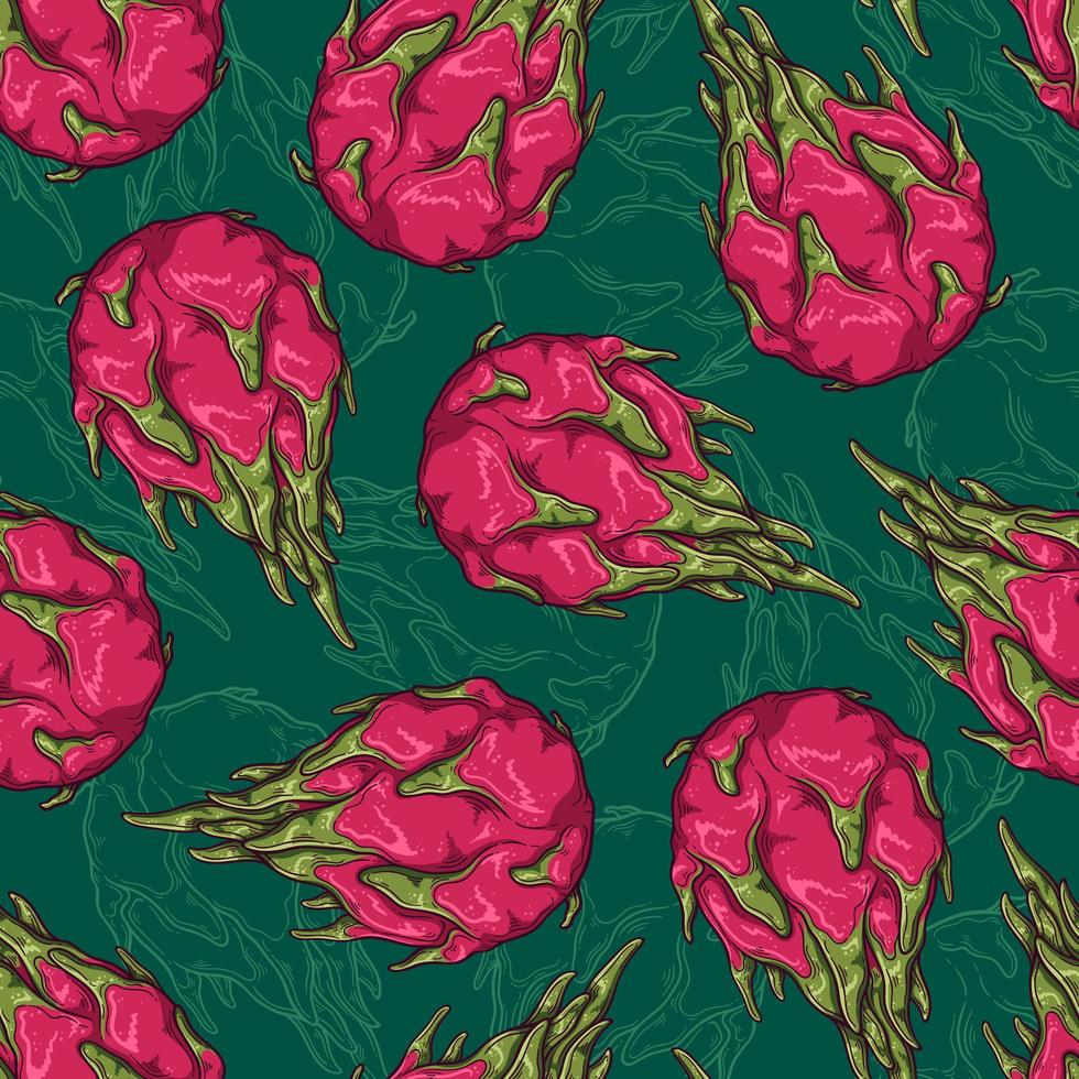 Vector pattern of dragon fruit. Isolated objects for your design.