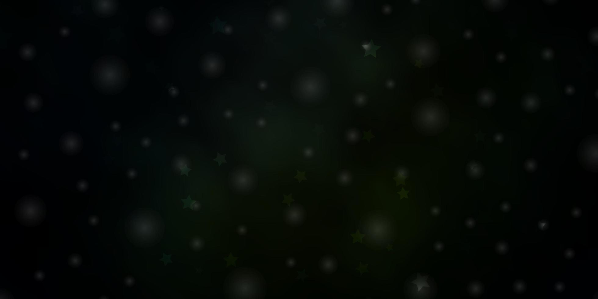 Plantilla de vector verde oscuro con estrellas de neón ilustración colorida en estilo abstracto con patrón de estrellas degradado para folletos de anuncios de año nuevo