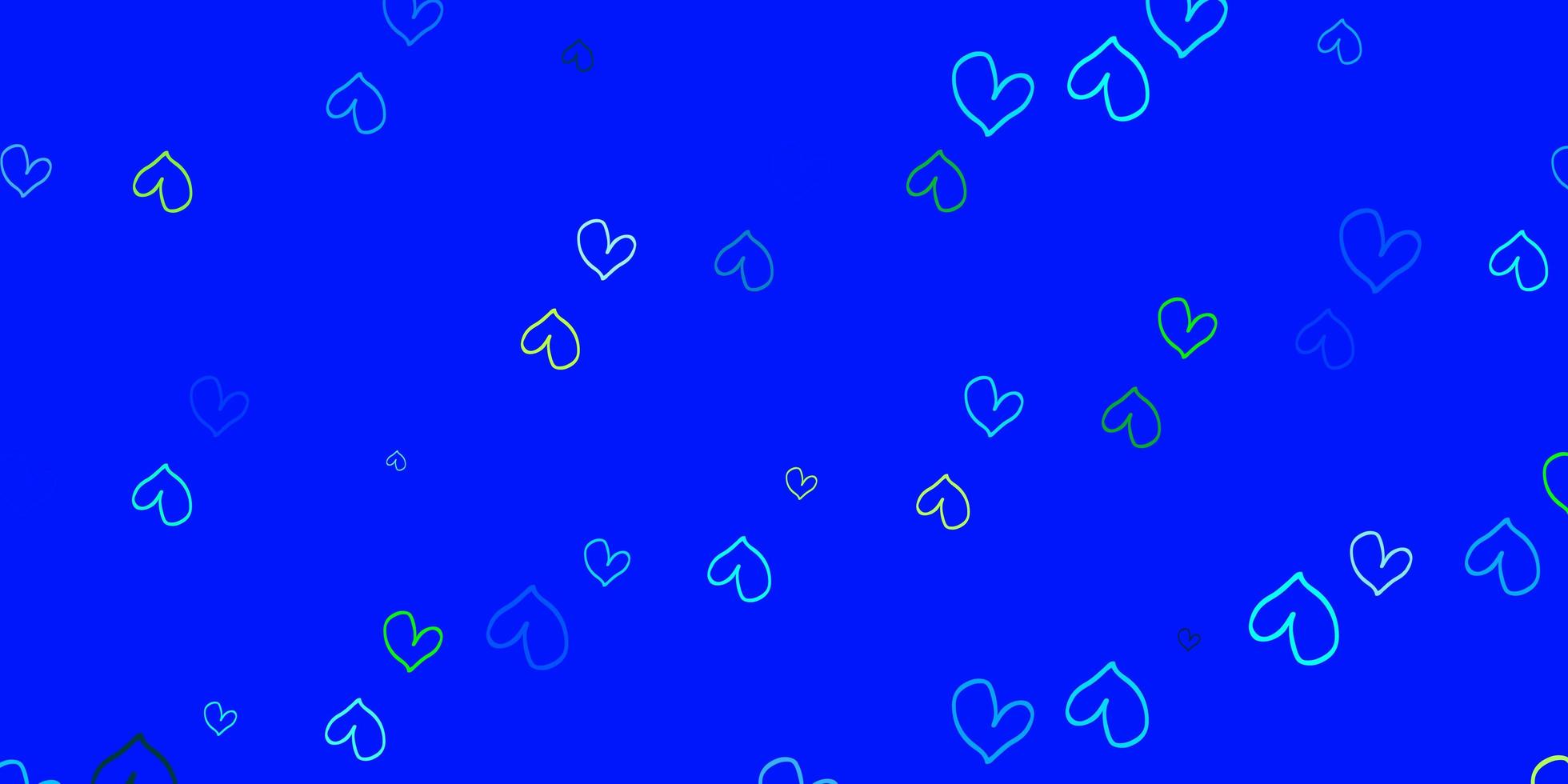 Fondo de vector verde azul claro con corazones