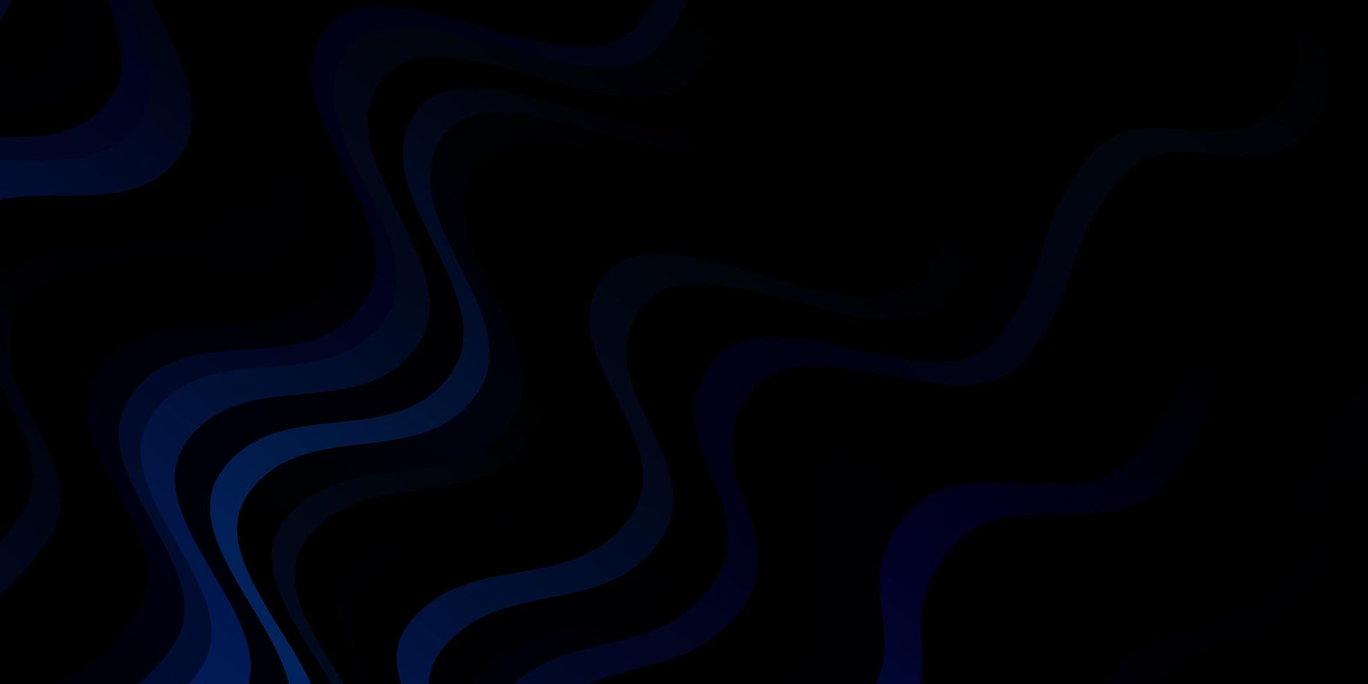 Fondo de vector azul oscuro con curvas ilustración colorida con patrón de líneas curvas para folletos folletos