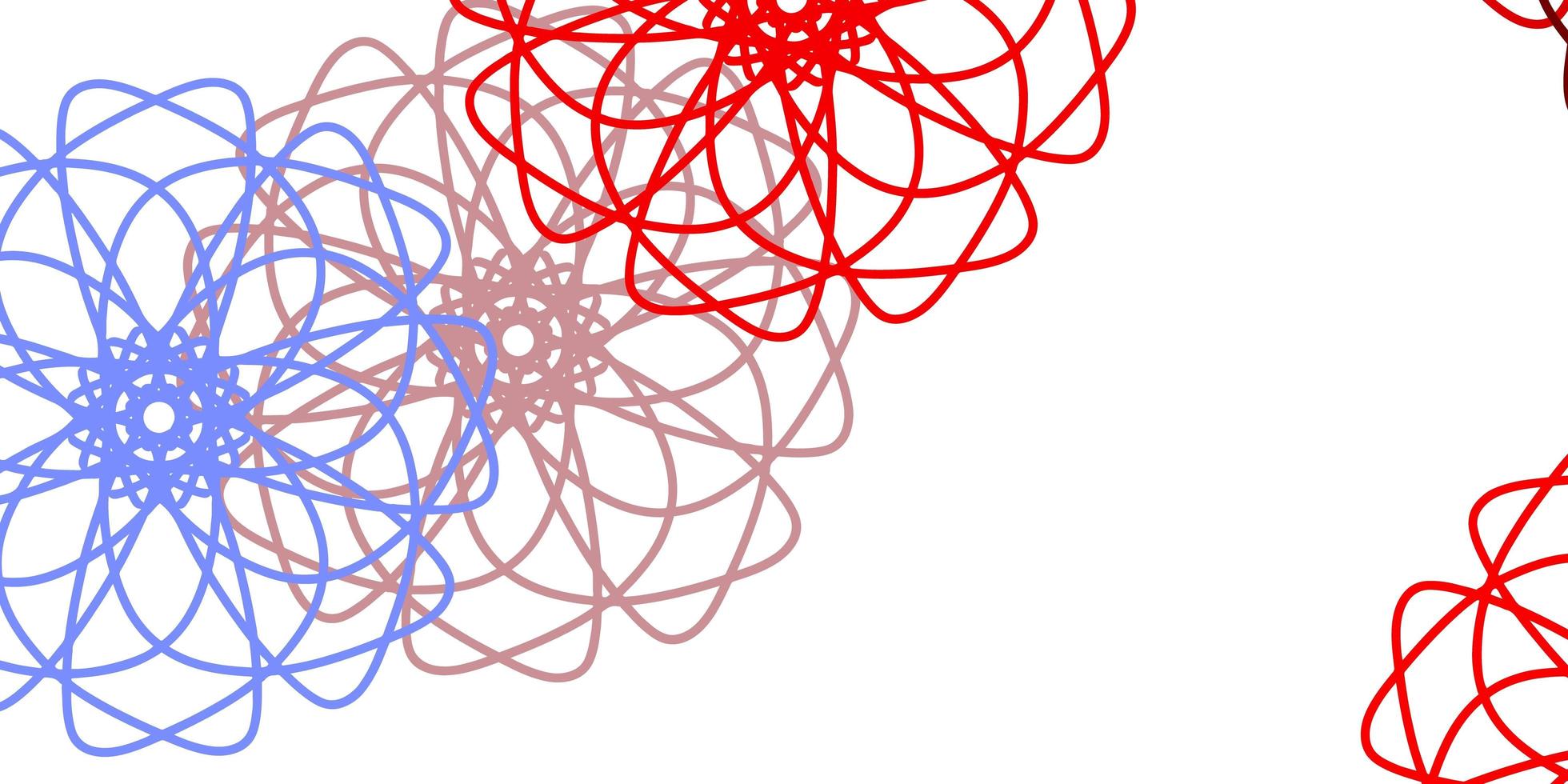Fondo de doodle de vector rojo azul claro con flores