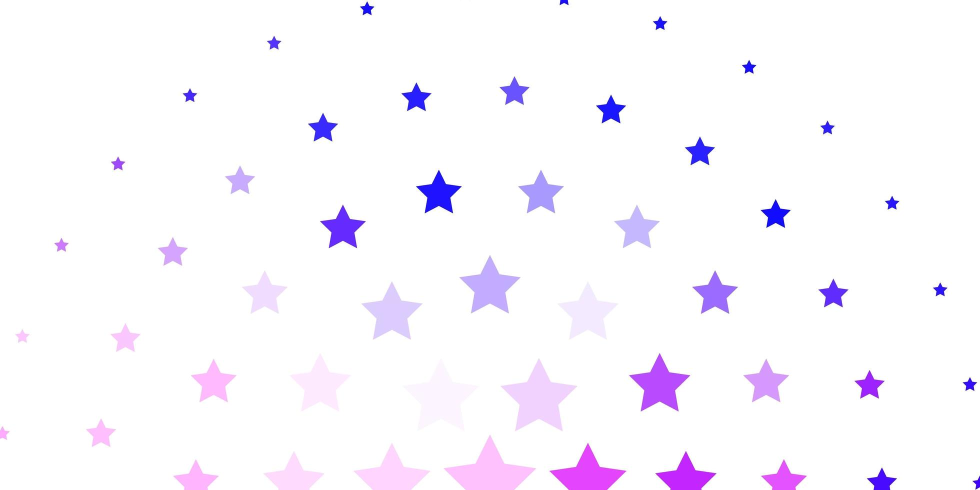 Fondo de vector púrpura claro con estrellas pequeñas y grandes ilustración decorativa con estrellas en patrón de plantilla abstracta para páginas de destino de sitios web