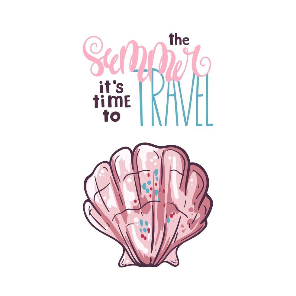 Vector sketching illustrations. Different types of seashells.