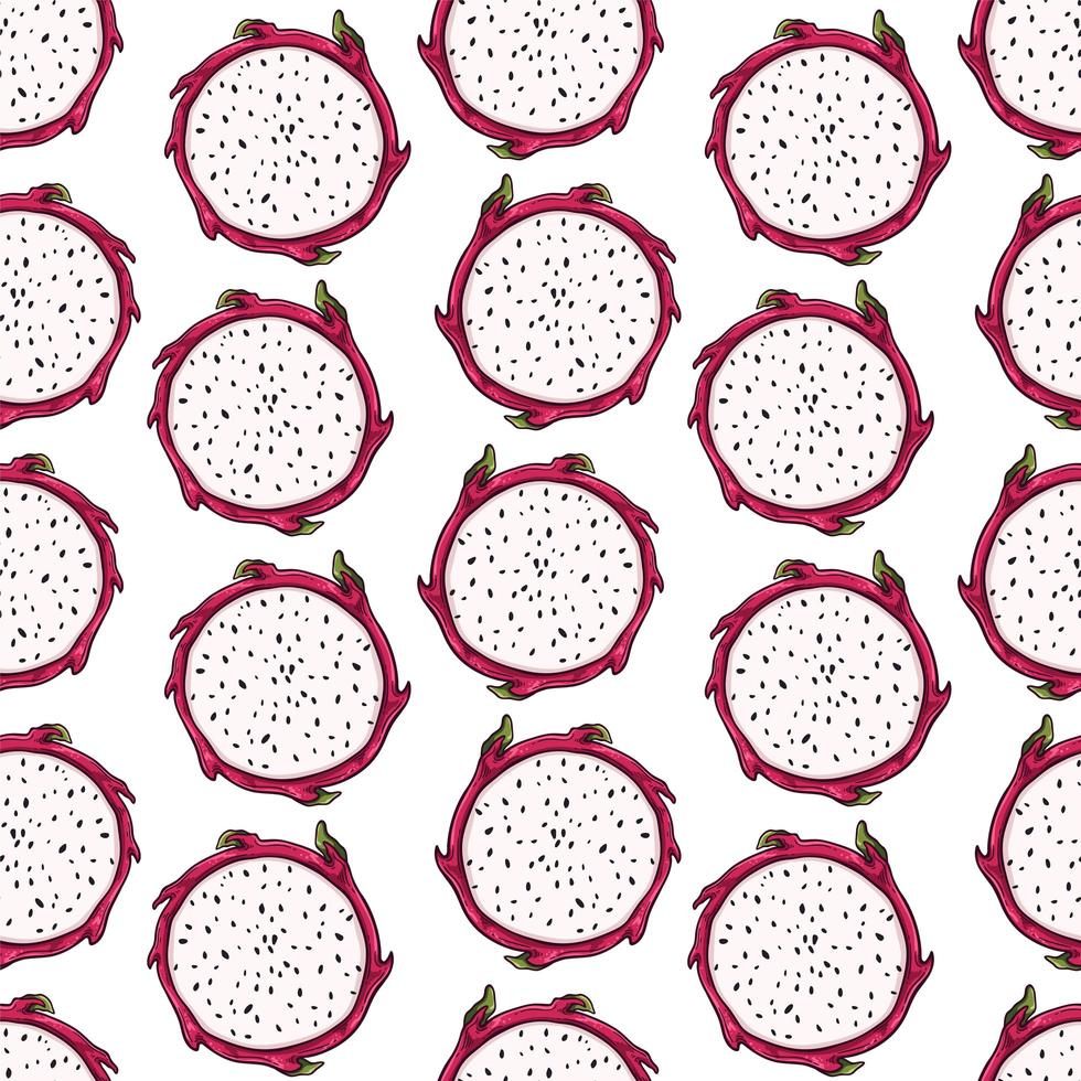 Vector pattern of dragon fruit. Isolated objects for your design.