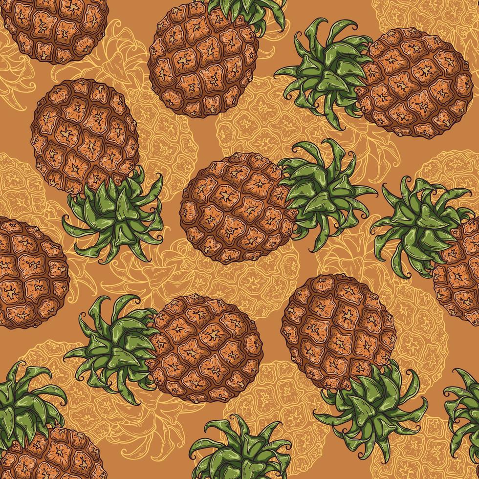 Vector pattern of pineapple in sketch style.