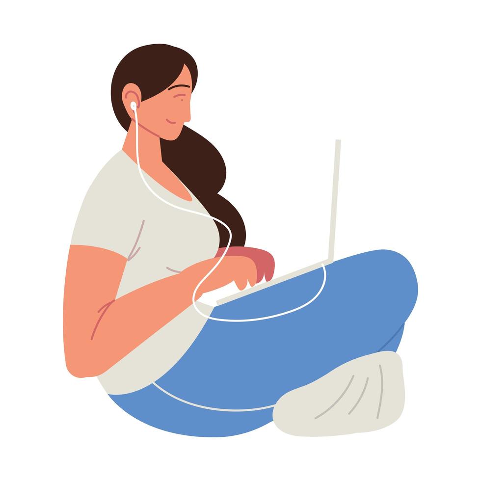 woman using laptop vector