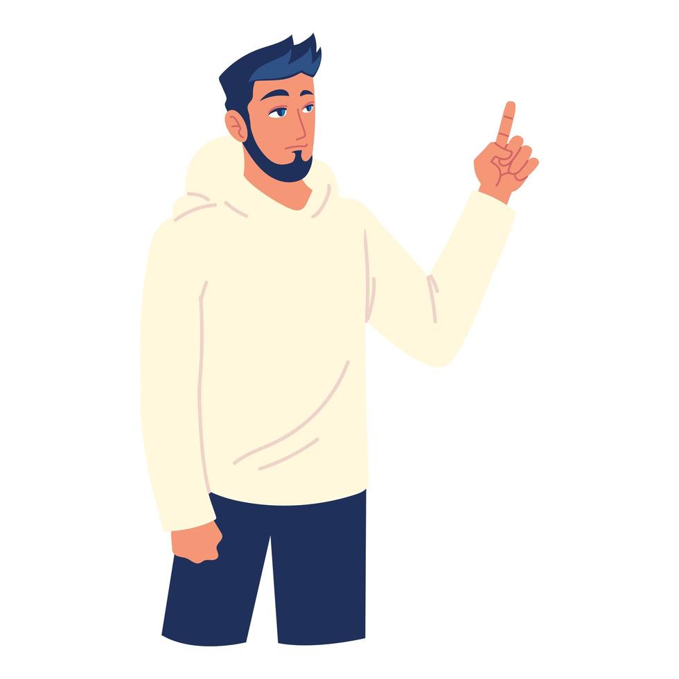 bearded man pointing vector