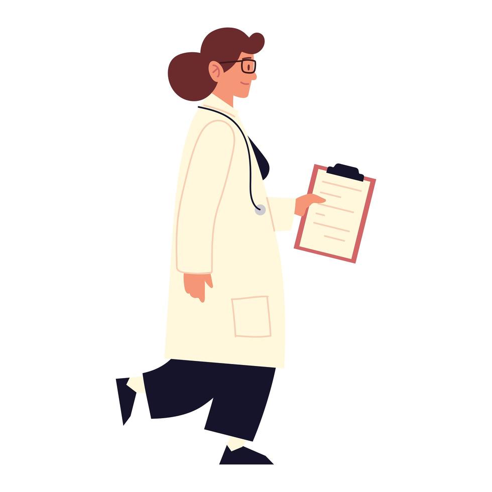 doctor woman with clipboard vector