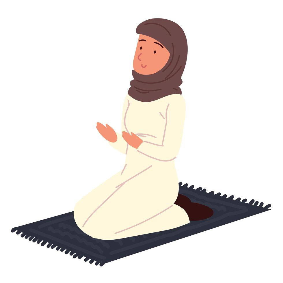 muslim woman prayer vector