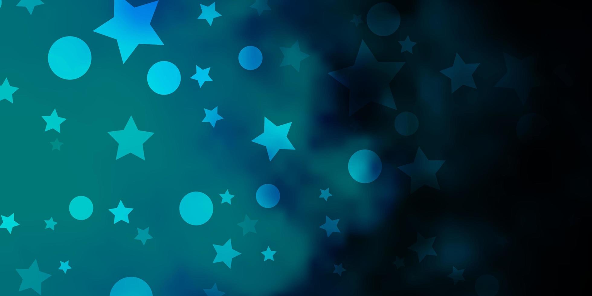 patrón de vector azul oscuro con círculos estrellas brillo ilustración abstracta con gotas de colores diseño de estrellas para fabricantes de telas de papel tapiz