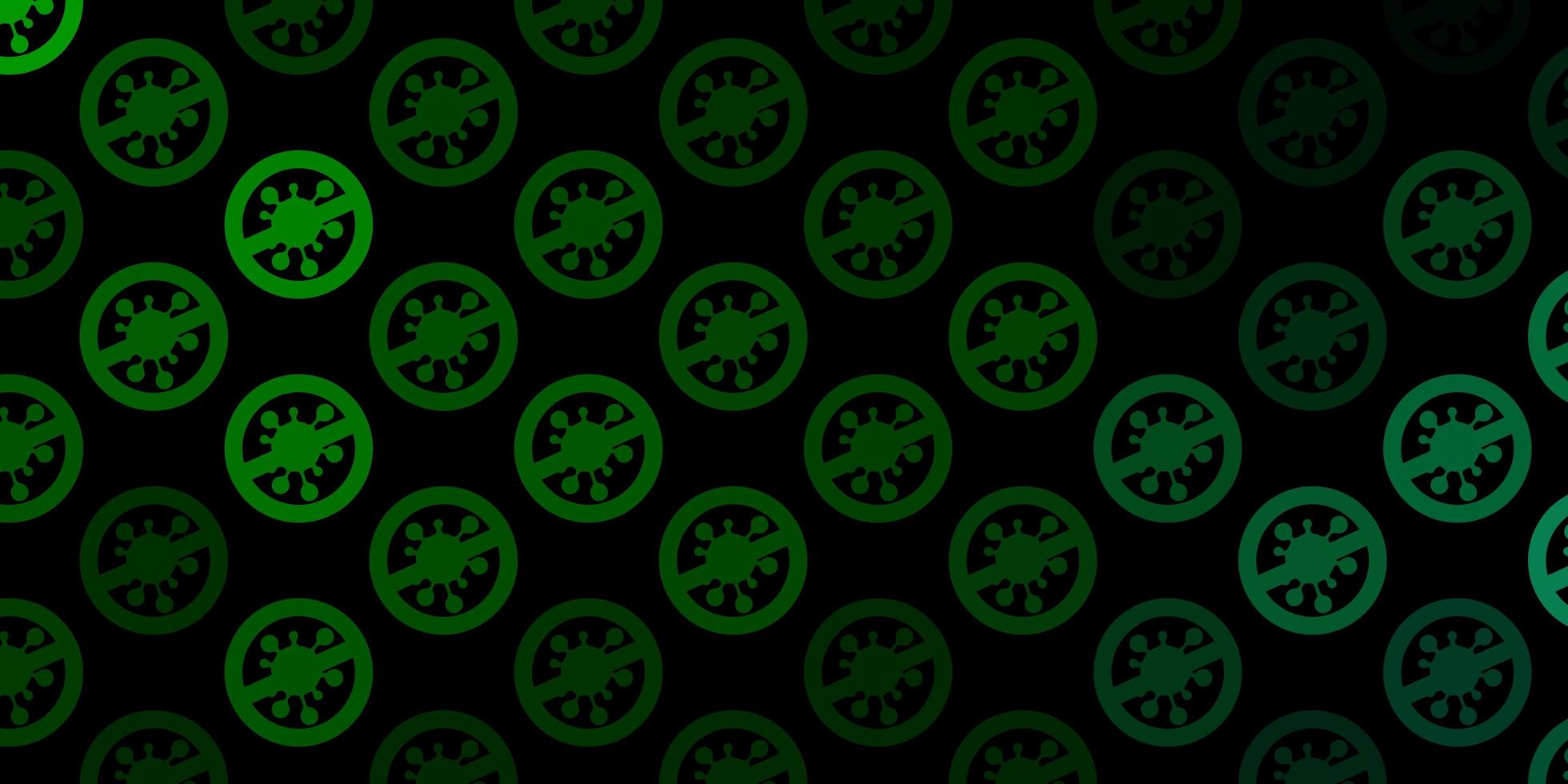 Dark Green vector background with covid19 symbols
