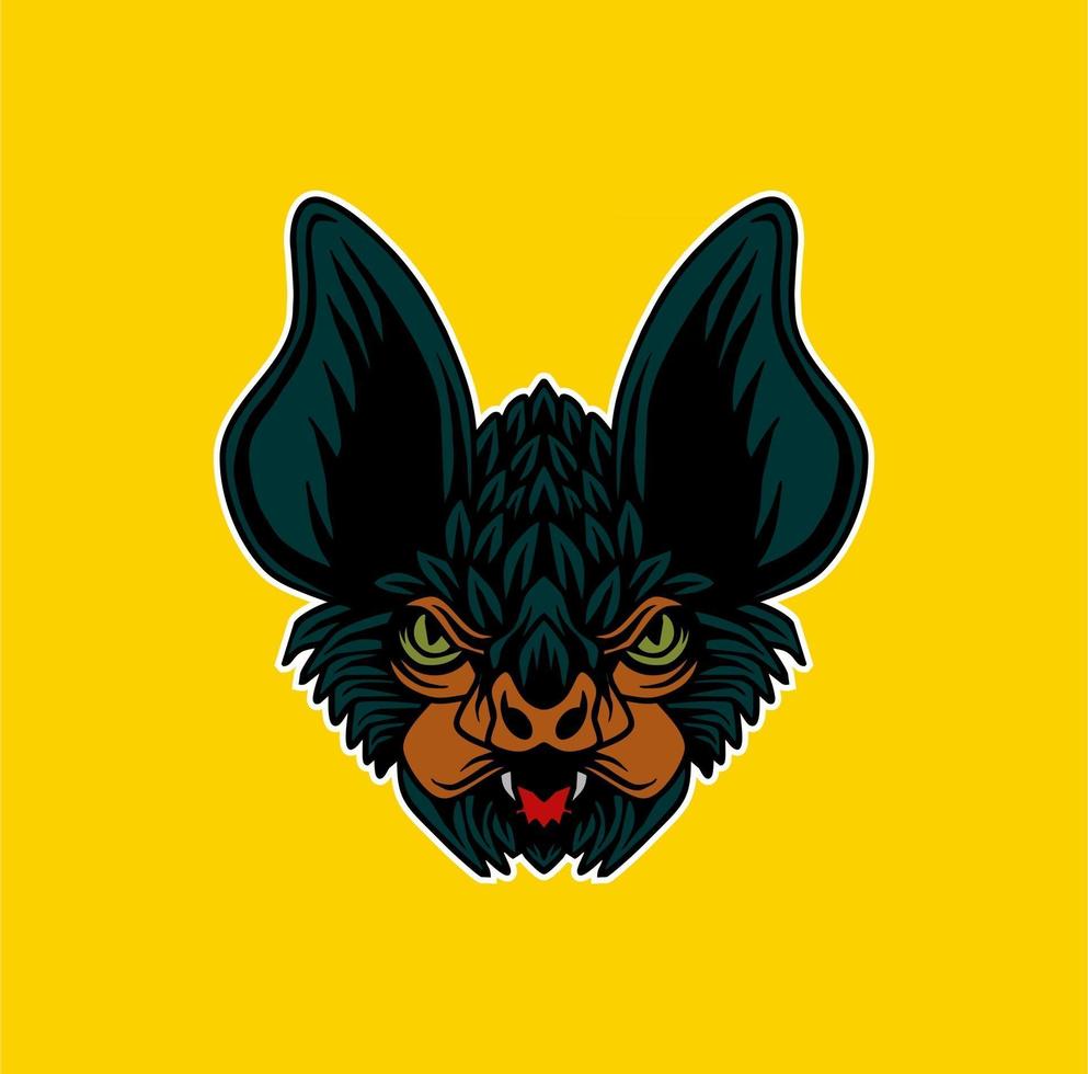Bat head illustration vector