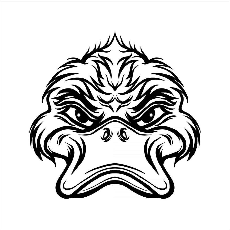 Lineart angry duck vector