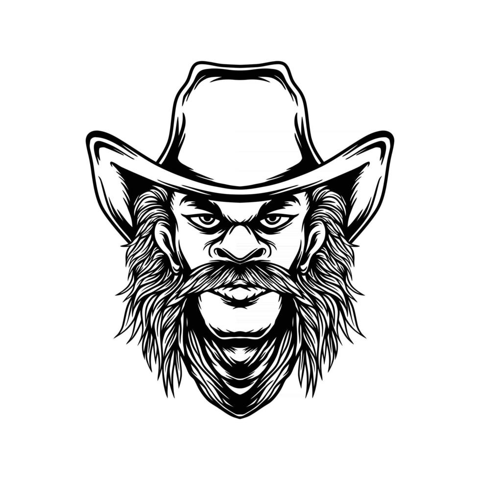 diseño de vaquero lineart vector