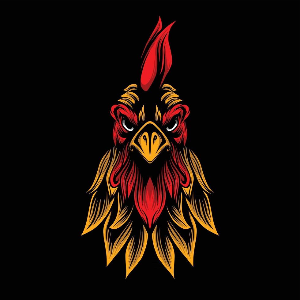 Rooster head illustration vector