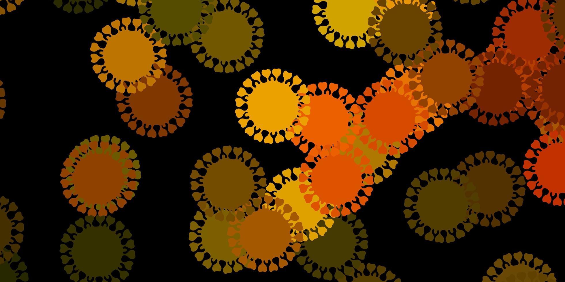 Dark green yellow vector pattern with coronavirus elements
