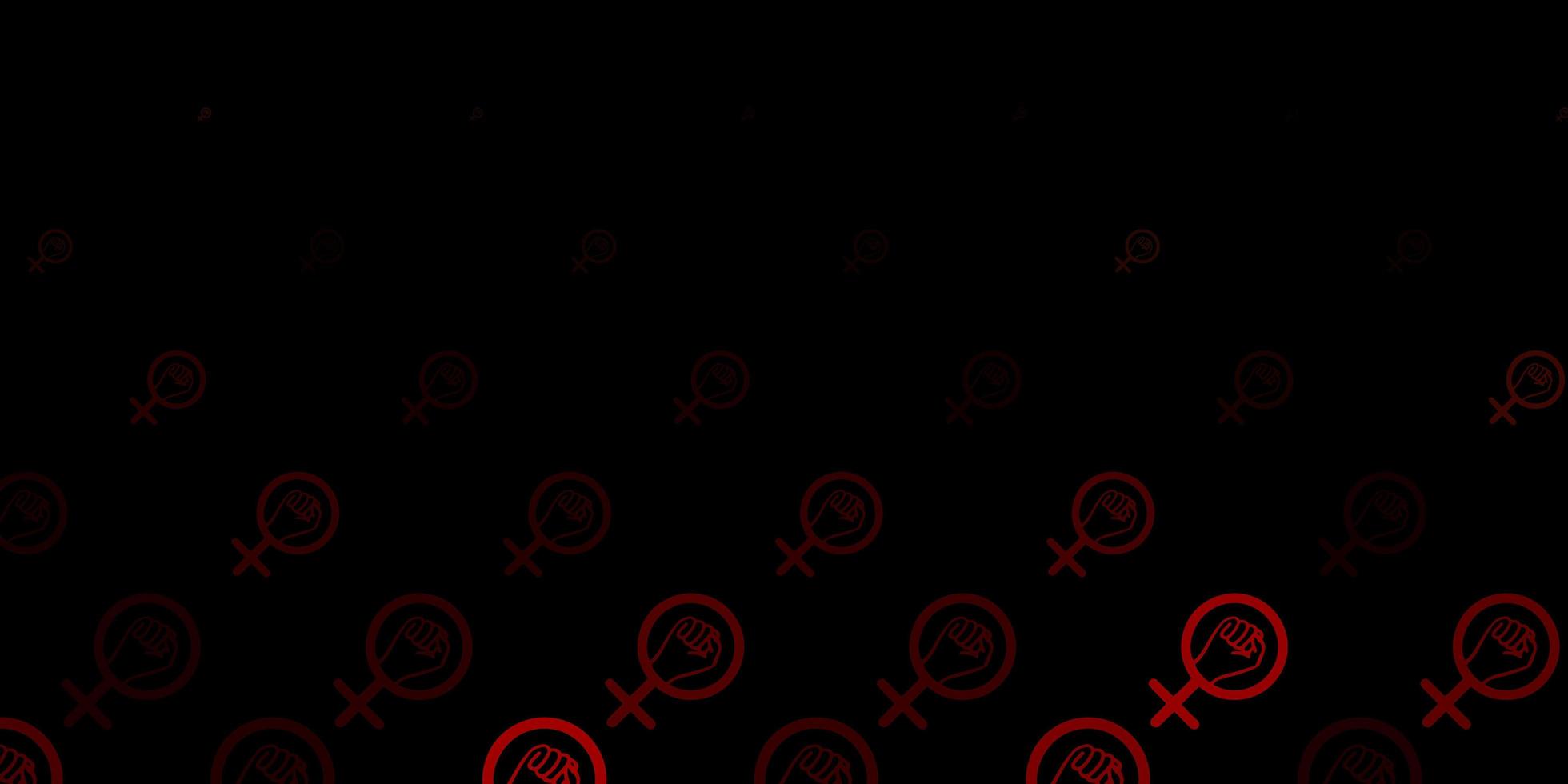 Dark Orange vector background with woman symbols