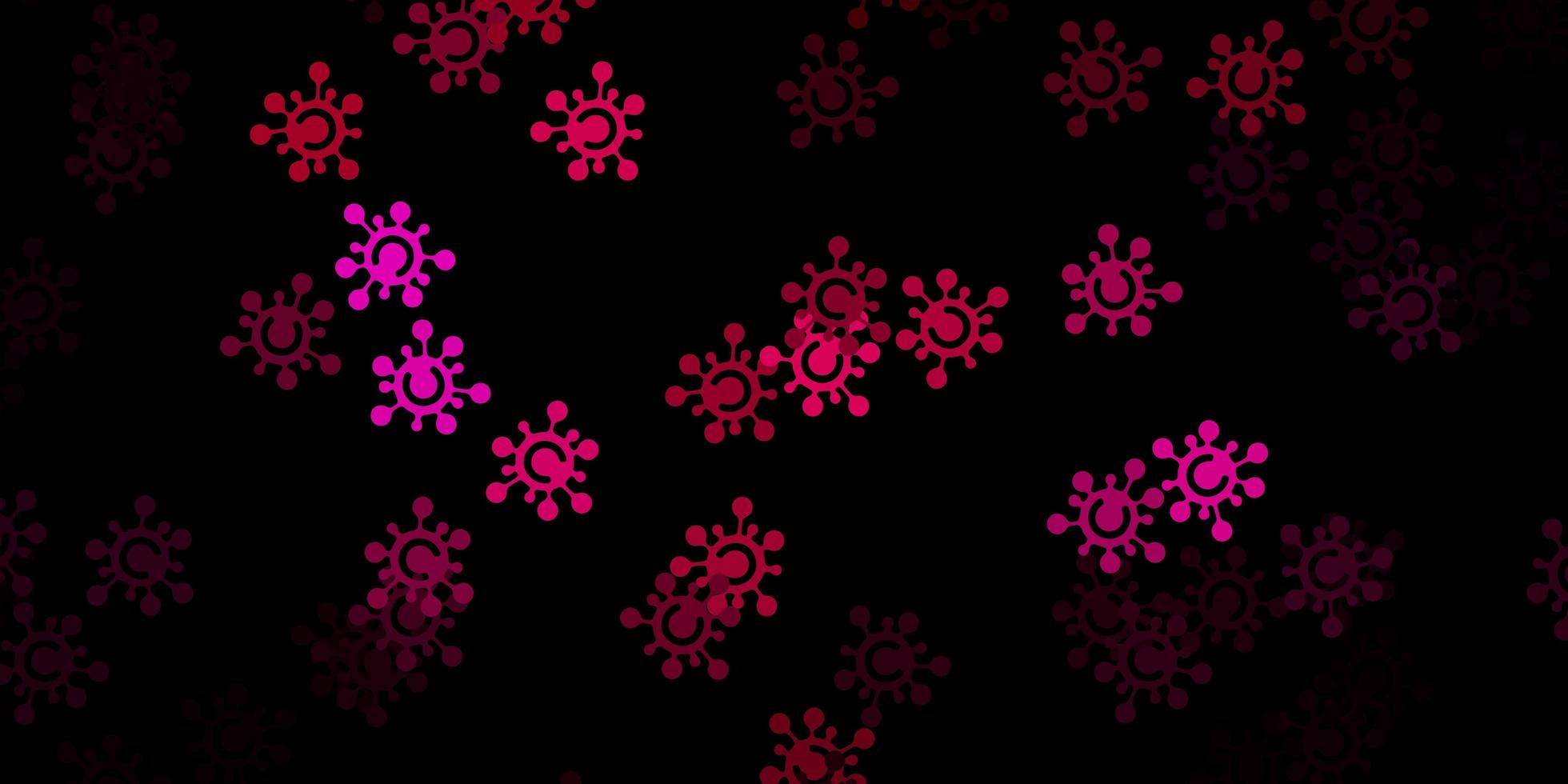 Dark pink vector background with covid19 symbols