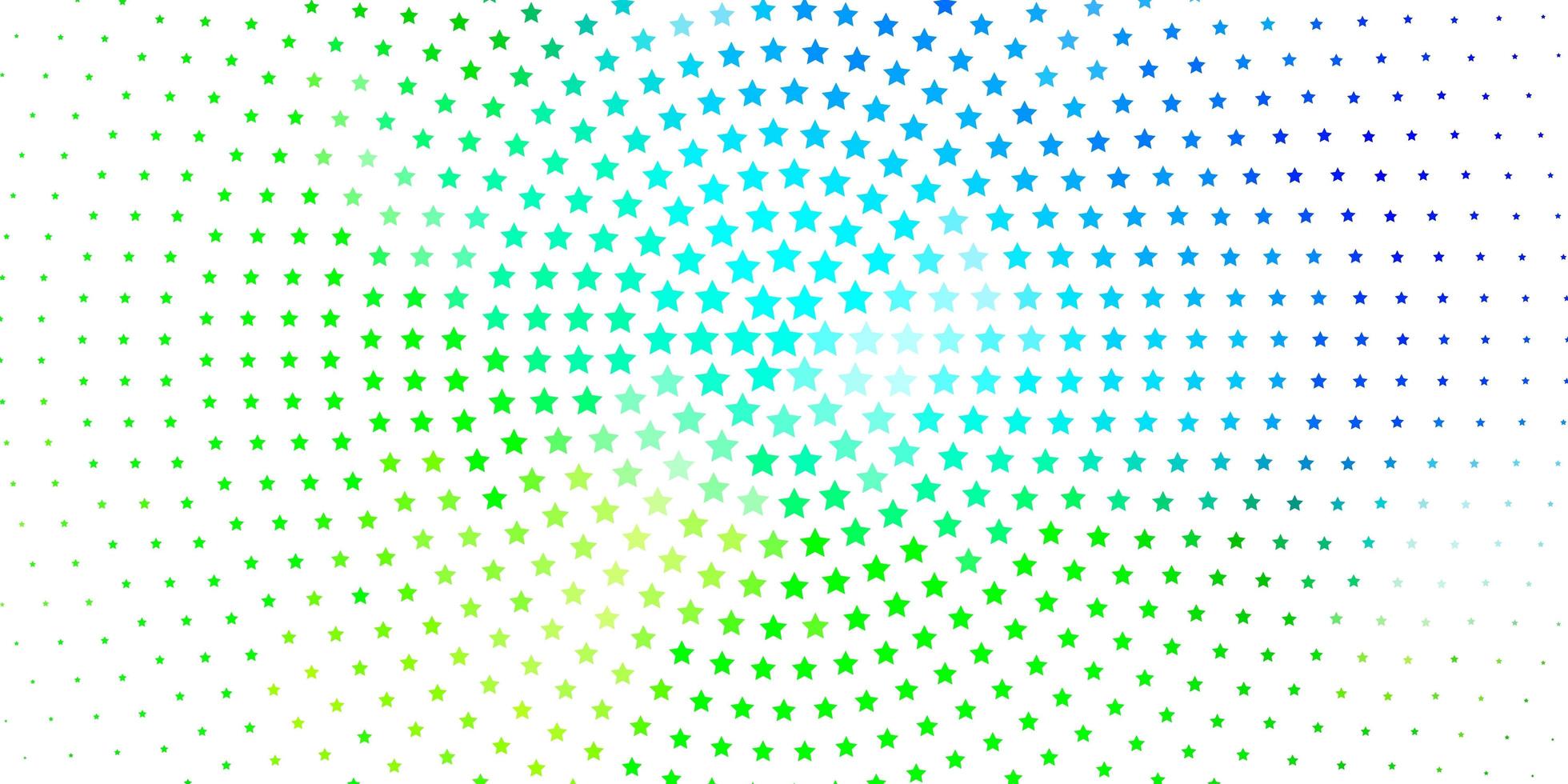 Fondo de vector verde azul claro con estrellas pequeñas y grandes ilustración colorida en estilo abstracto con tema de estrellas de degradado para teléfonos celulares