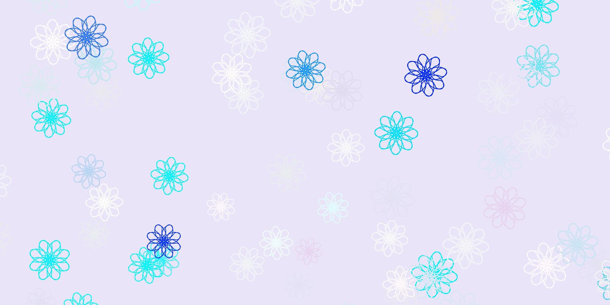 Fondo de doodle de vector azul rosa claro con flores