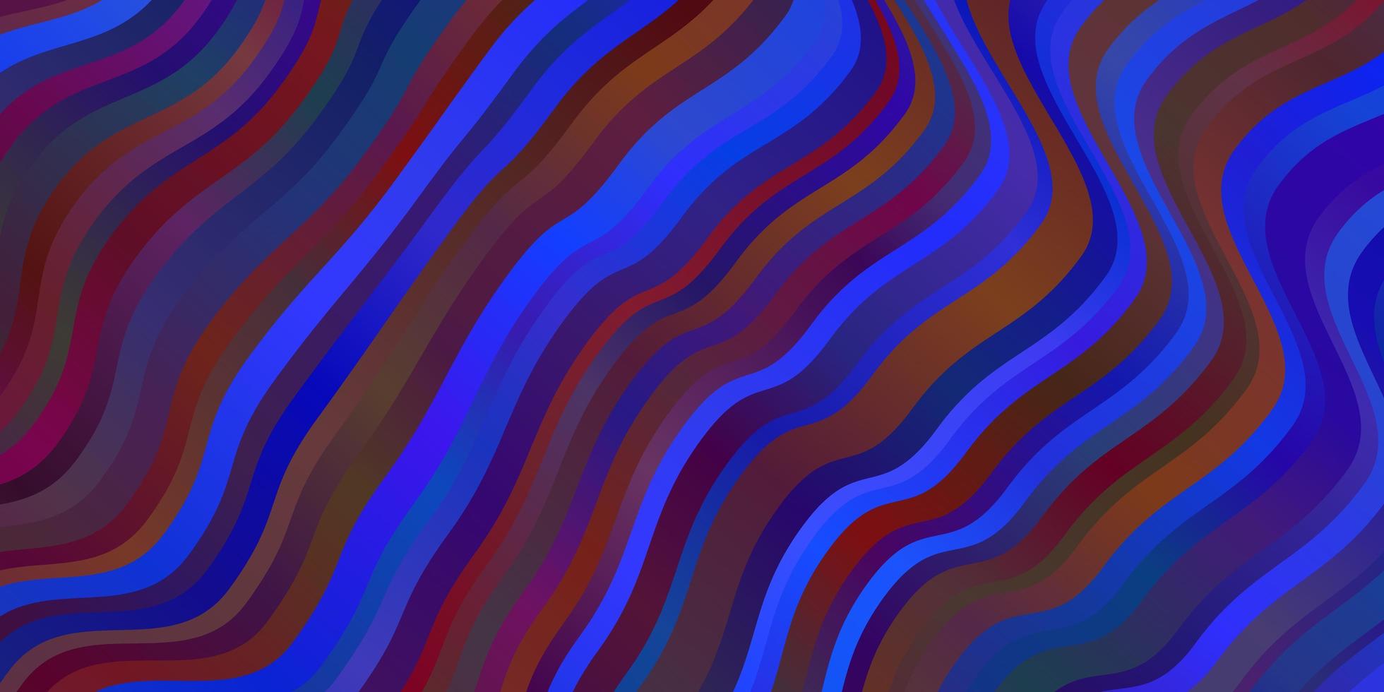 Dark Blue Red vector background with curved lines