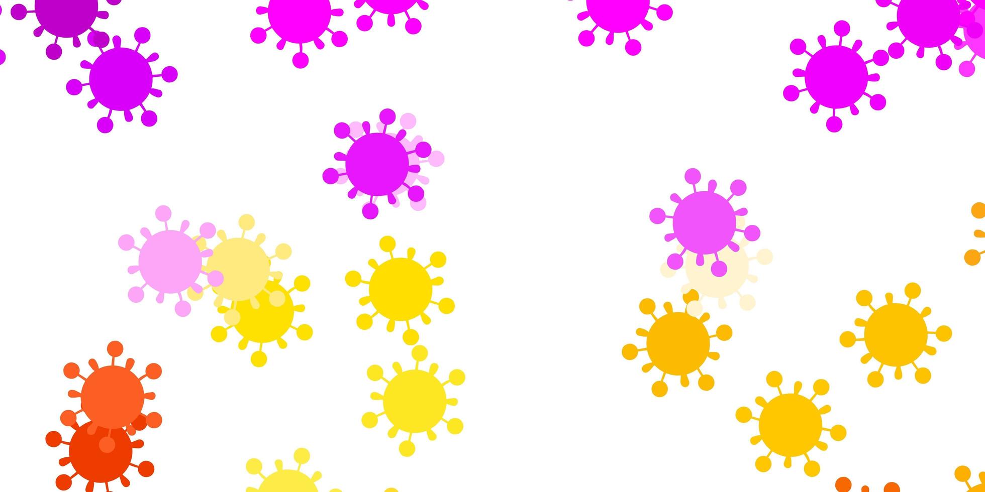 Fondo de vector amarillo rosa claro con símbolos de virus