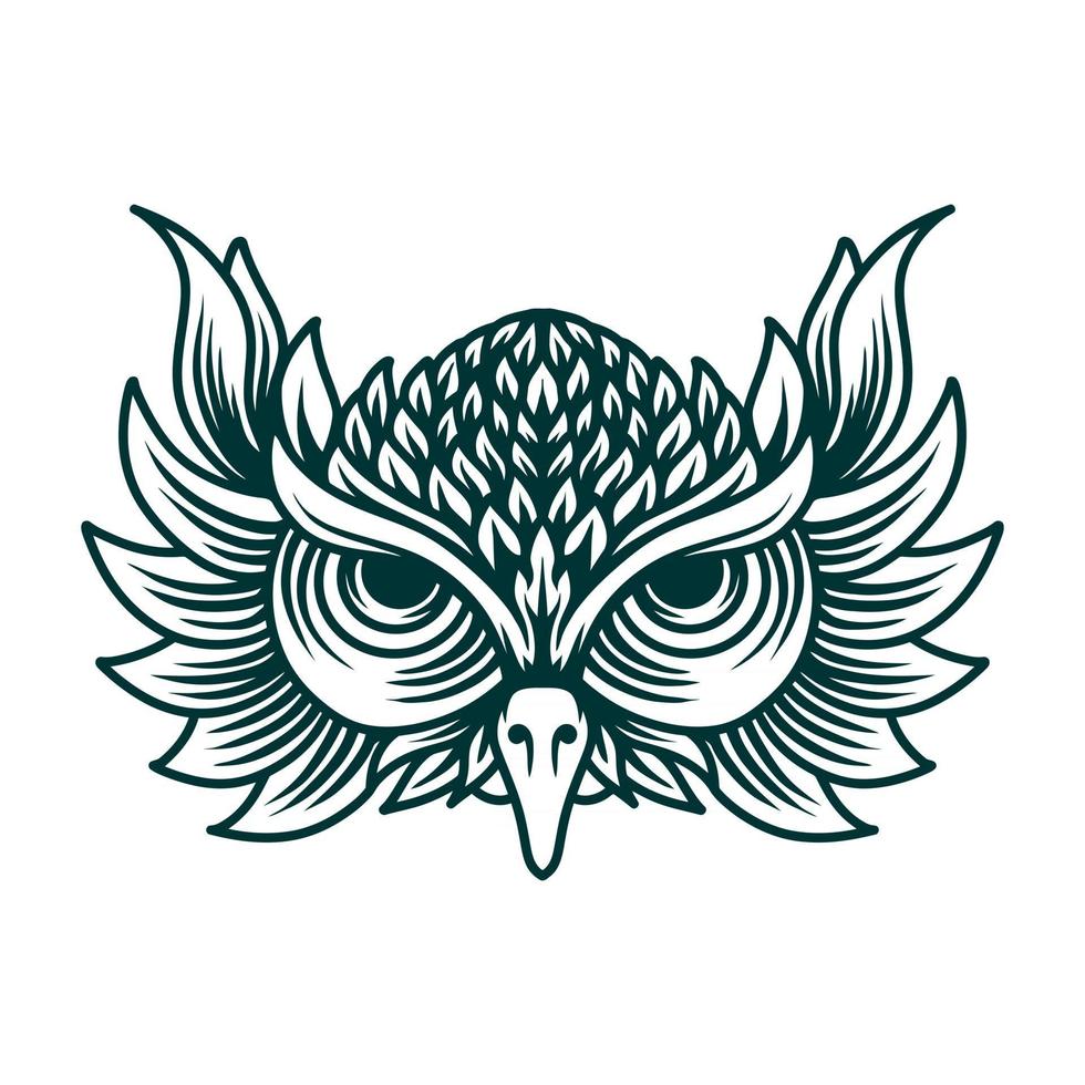line art owl head vector