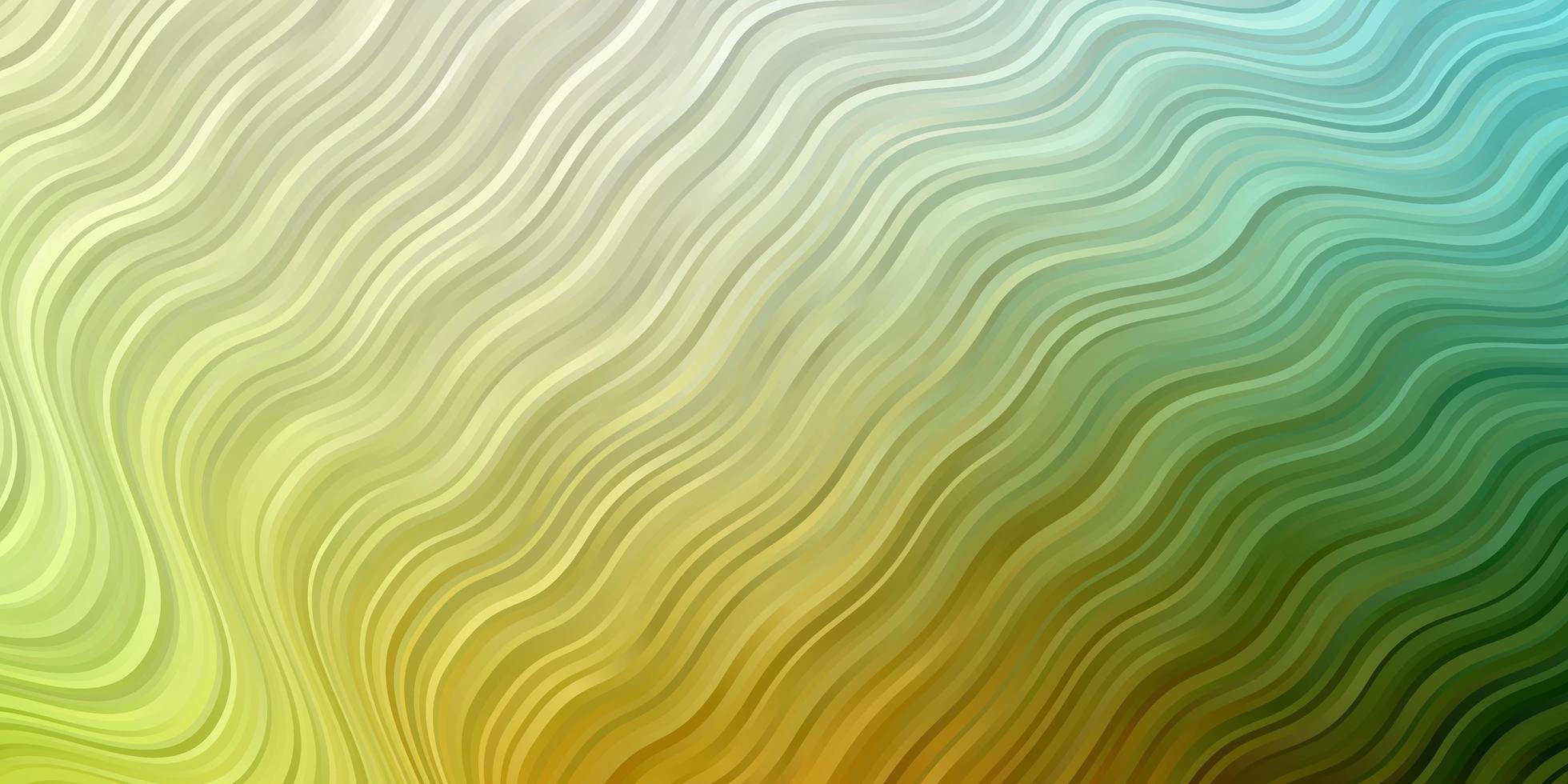 patrón de vector amarillo verde claro con líneas torcidas ilustración abstracta con arcos degradados diseño inteligente para sus promociones