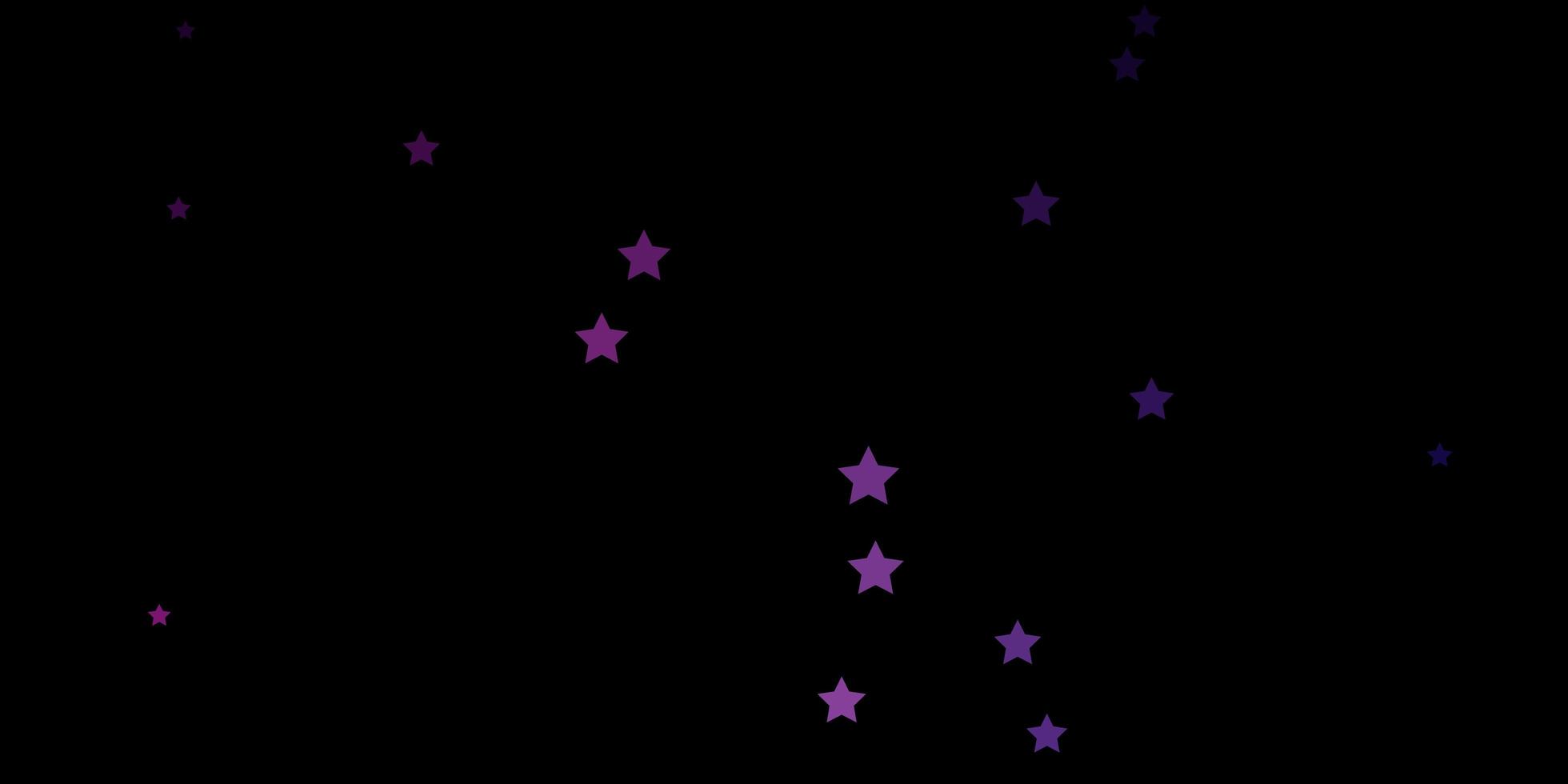La plantilla de vector de color rosa oscuro con estrellas de neón difumina el diseño decorativo en un estilo simple con un patrón de estrellas para folletos de anuncios de año nuevo
