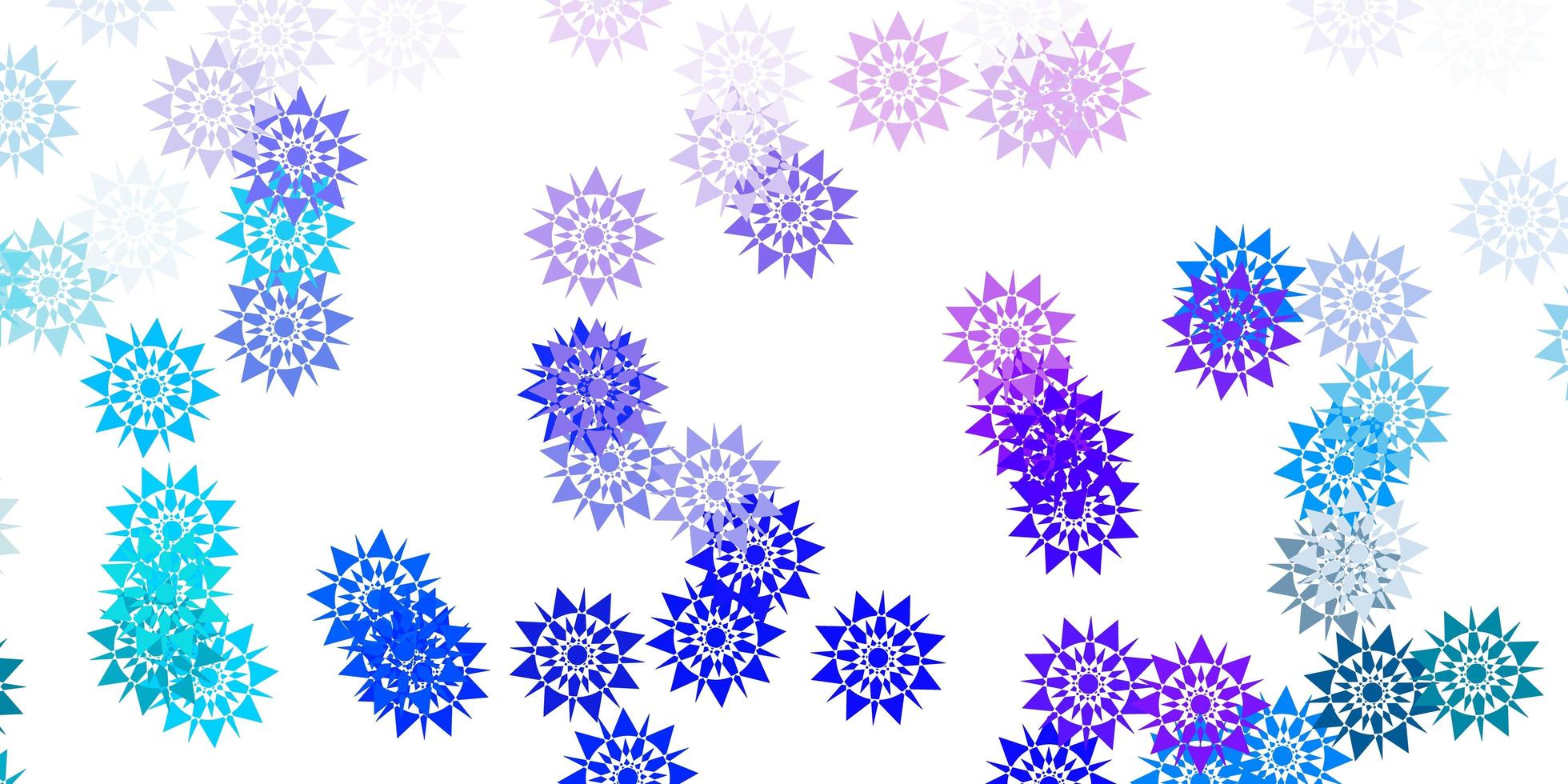 Fondo de copos de nieve hermoso vector azul claro con flores