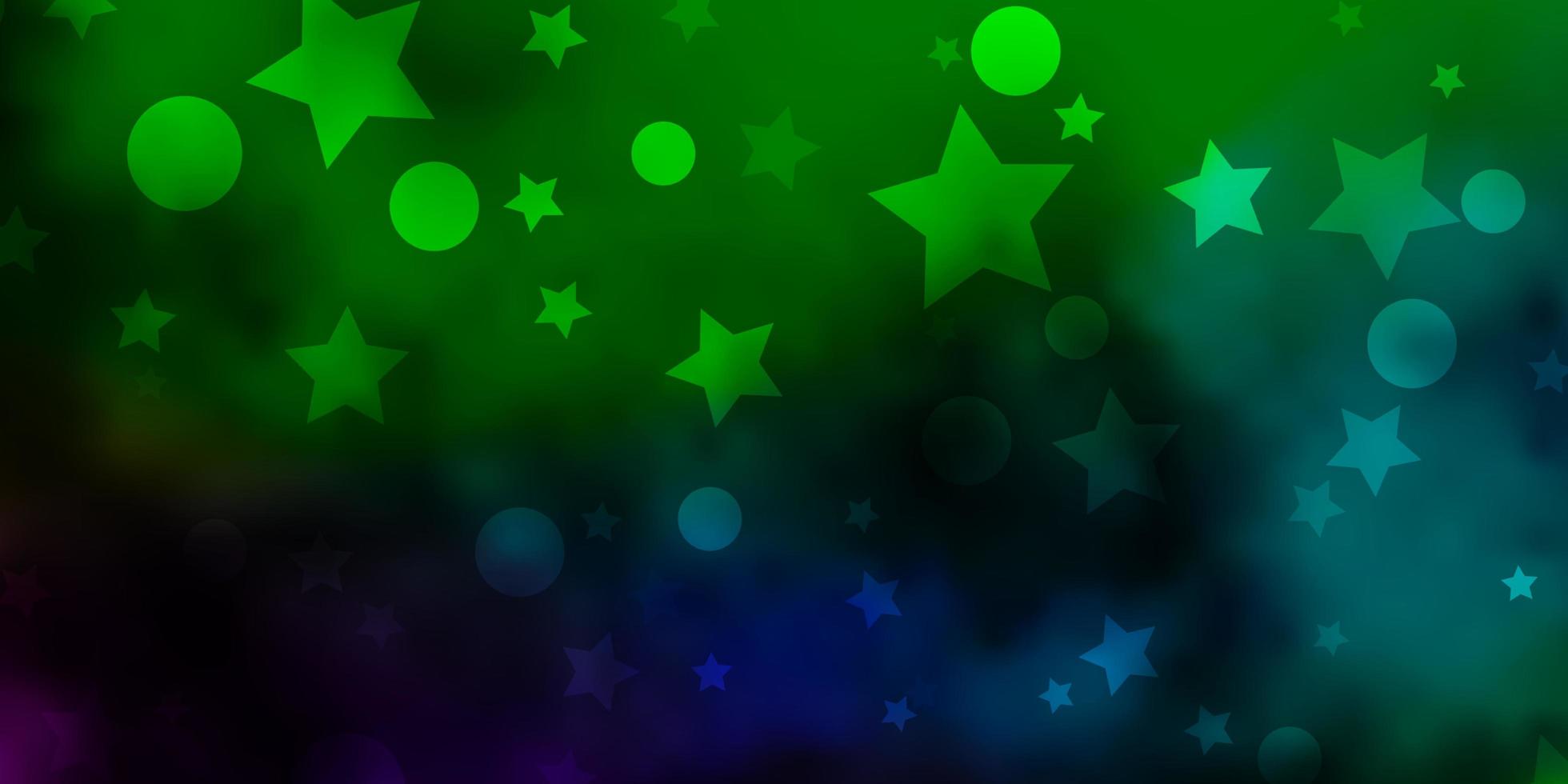 patrón de vector verde rosa claro con círculos estrellas brillo ilustración abstracta con coloridas gotas estrellas plantilla para sitios web de tarjetas de visita